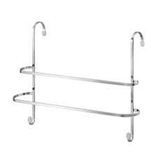 Porta Toalha Duplo com 02 Ganchos Toalheiro Cromado Suporte para Box Sem Furo - Kit com 2 unidades