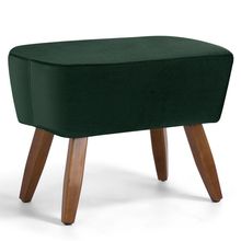 Puff Decorativo Pés de Madeira Fixo Juliet D02 Veludo Verde C-303 - Lyam Decor
