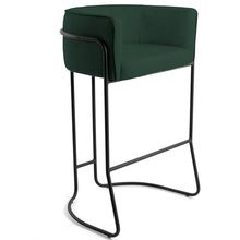 Banqueta Decorativa Fixa Base de Aço Preto Betina D02 Linho Verde Musgo C-117 - Lyam Decor