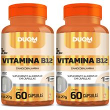 KIT 2 VITAMINA B12 CIANOCOBALAMINA 1 CÁPSULA AO DIA 60 CAPS CADA - TOTAL: 120 CÁPSLAS - DUOM