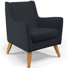 Poltrona Decorativa com Pés de Madeira Taroba D02 Linho Chumbo D-465 - Lyam Decor