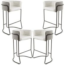 Kit 04 Banquetas Decorativa Fixa Base de Aço Choco Betina D02 Linho Creme A-48 - Lyam Decor