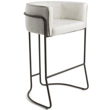 Banqueta Decorativa Fixa Base de Aço Choco Betina D02 Linho Creme A-48 - Lyam Decor
