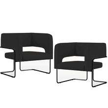 Kit 02 Poltronas Decorativas Scarlett D02 Base de Aço Preto Veludo Preto C-300 - Lyam Decor