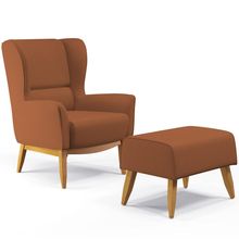 Kit Poltrona Decorativa Milena D02 com Puff Viseo Veludo Telha C-262 - Lyam Decor