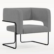 Poltrona Decorativa Scarlett D02 Base de Aço Preto Veludo Cinza C-317 - Lyam Decor
