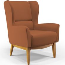 Poltrona Decorativa Fixa Base de Madeira Milena D02 Veludo Telha C-262 - Lyam Decor