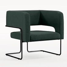 Poltrona Decorativa Scarlett D02 Base de Aço Preto Linho Verde C-117 - Lyam Decor