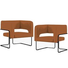 Kit 02 Poltronas Decorativas Scarlett D02 Base de Aço Preto Veludo Telha C-262 - Lyam Decor