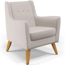 Poltrona Decorativa com Pés de Madeira Taroba D02 Veludo Bege C-309 - Lyam Decor