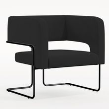 Poltrona Decorativa Scarlett D02 Base de Aço Preto Veludo Preto C-300 - Lyam Decor