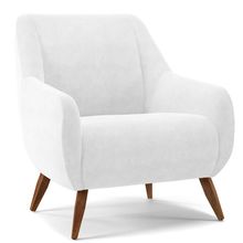 Poltrona Decorativa Fixa Pés de Madeira Paloma D02 Corano Branco C-12 - Lyam Decor
