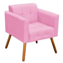 Poltrona Elisa Suede Rosa Bebê Pés Palito Castanho D'Rossi