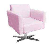 Poltrona Giratória Marisa Suede Rosa Bebê Base Cromada D'Rossi