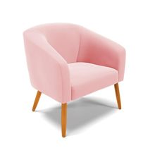 Poltrona Stella Suede Rosa Bebê Pés Palito Castanho D'Rossi