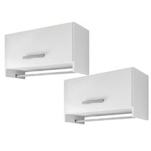 Kit 02 Armários Multiuso Aéreo Cabideiro Grécia L03 Branco - Lyam Decor