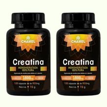 Creatina Monohidratada em Cápsulas  100% Pura – 2 Frascos de 120 cápsulas Chamel