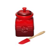 POTE PARA GELEIA LE CREUSET EM CERÂMICA PREMIUM COM COLHER VERMELHO 91020000060000