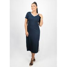 Vestido Midi Pau a Pique Básico Azul Marinho