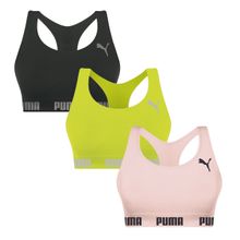 Kit 3 Tops Puma Nadador Sem Costura - Preto, Limão e Rosa