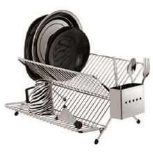 Escorredor de Louça em X Laminado Cromado 20 Pratos Porta Talher em Inox Organização Cozinha
