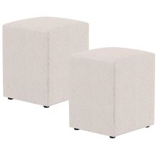 Kit 02 Puffs Quadrado L02 Decorativo Linho Cru - Lyam Decor