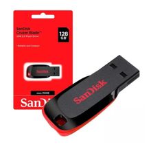 Pendrive Sandisk Cruzer Blade 128gb 2.0 Preto e Vermelho