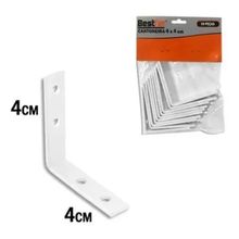 Cantoneira Suporte De Metal Mão Francesa Para Prateleira Bestfer 4x4cm Branca Conjunto Kit 10 Peças