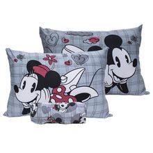 Jogo de Cama Portallar Casal Joy Malha Mista Estampado Disney Namorados Lovefilm 3 Pçs Cinza