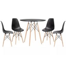 Conjunto de Jantar Mesa Eiffel 110cm Preta + 4 Cadeiras Eiffel DKR Preta