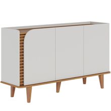Aparador Buffet Para Sala de Jantar 3 Portas Elora C04 Off White Matte Freijó - Lyam Decor