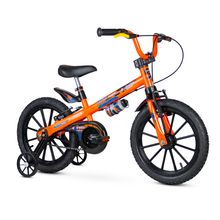 Bicicleta Infantil Aro 16 Com Rodinhas De Treinamento Nathor Bike Criança Menino Extreme Laranja Com Garrafinha