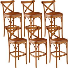 Kit 06 Banquetas Altas Cozinha Bancada Bar Sala Jantar Estofada Ávila L02 Couríssimo Camel - Lyam