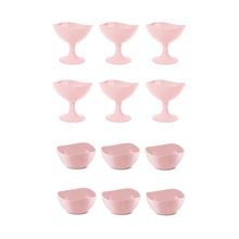 Jogo de Sobremesa Rosa Taça e Bowl Pote 300ml 12un