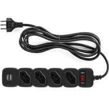 Filtro De Linha Protetor Eletronico Regua Extensão Eletrica EPE 204 USB+ Intelbras 4 Tomadas 2 Usb Bivolt Cabo 3 Metros