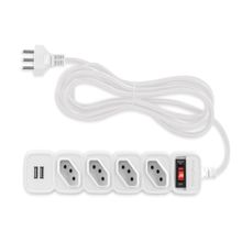 Filtro De Linha Protetor Eletronico Regua Extensão Eletrica EPE 204 USB+ Intelbras 4 Tomadas 2 Usb Bivolt Cabo 3 Metros Branco