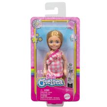Boneca - Barbie - Familia Chelsea Club - Loira Vestido Xadrez Sapato Rosa MATTEL