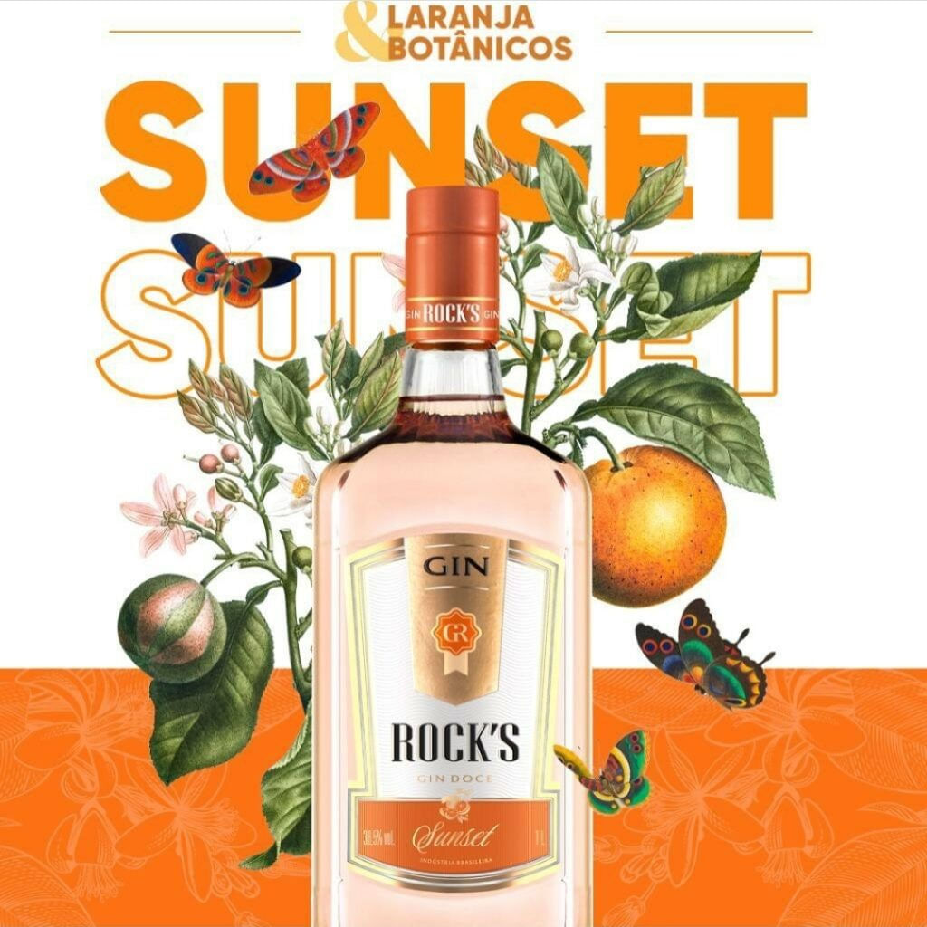 Kit Gin Rock's Sunset 1000ml 4 unidades - Sabor Laranja - Shop Coopera