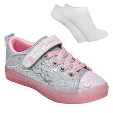 Kit Tênis Skechers S Lights Twinkle Toes Sparks Ice Heather Magic Infantil + Par De Meia
