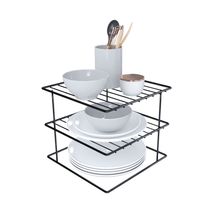 Suporte Organizador de Pratos 3 Níveis Quadrado Aramado Elegance Dicarlo 26,1 x 26,1 x 22 cm