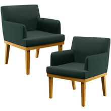 Kit 02 Poltronas Decorativas Para Sala de Estar Recepção Beatriz W01 Linho Verde Musgo - Lyam Decor