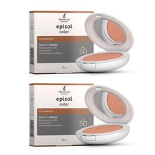 Kit 2 Pó Compacto Episol Color FPS50 Tom 3 Médio 10g cada
