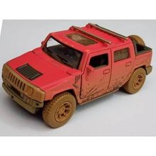 Miniatura Hummer H2 SUT 2005 Kinsmart 1/40 Metal e Fricção Barro Vermelho
