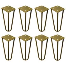 Kit 8 Pés de Metal 15 CM Hairpin Legs Mesas de Centro Puffs Dourado