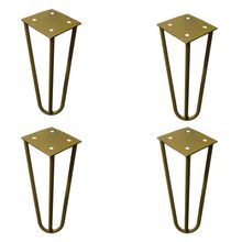 Kit 4 Pés de Metal 15 CM Hairpin Legs Mesas de Centro Puffs Dourado G41