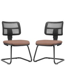 Kit 02 Cadeiras de Escritório Recepção Fixa Zip L02 Suede Rosê - Lyam Decor