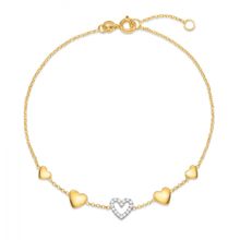 Pulseira de Ouro 10k Coração e Zircônias