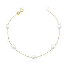 Pulseira de Ouro 18k e Pérolas Ovais Pequenas