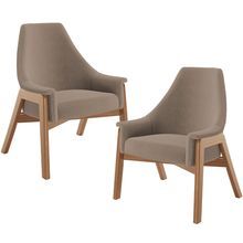 Kit 02 Poltronas Decorativa Para Sala de Estar Sakura L02 Bouclê Bege - Lyam Decor