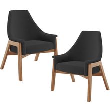 Kit 02 Poltronas Decorativa Para Sala de Estar Sakura L02 Bouclê Preto - Lyam Decor